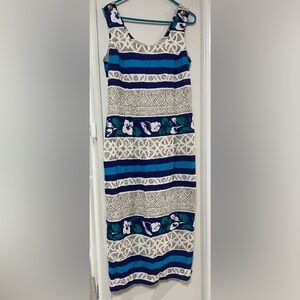WNY Vintage Blue and White Floral Tank Dress Swim Cover-Up